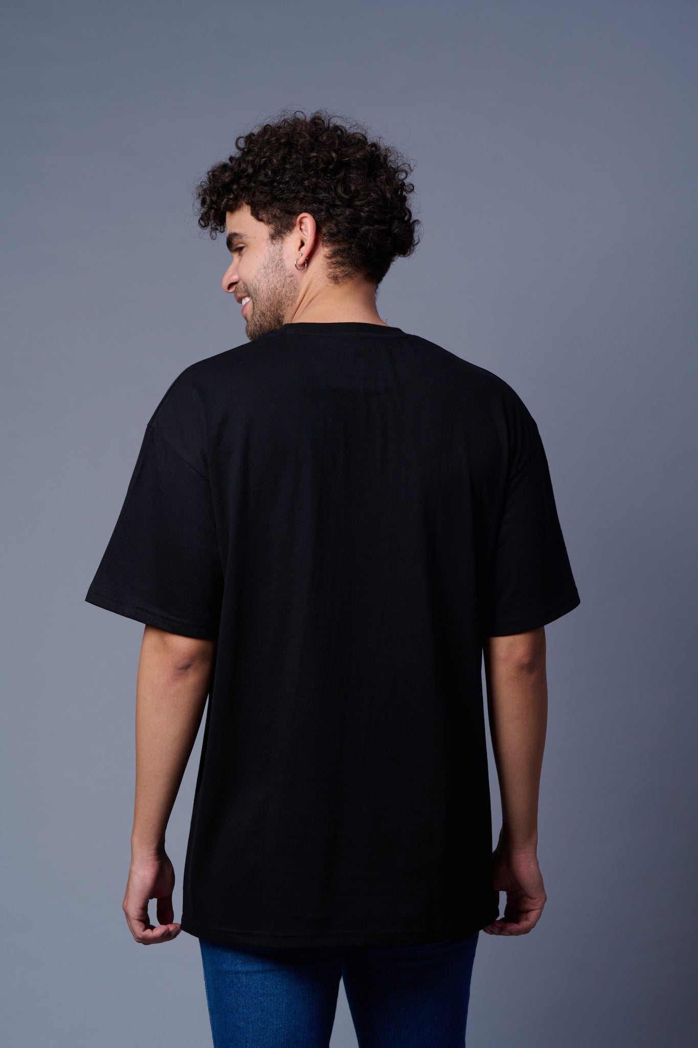 Baid Boiyn Printed Black Oversized T-Shirt for Men