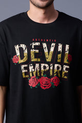 Devil Empire Printed Black Oversized T-Shirt for Men