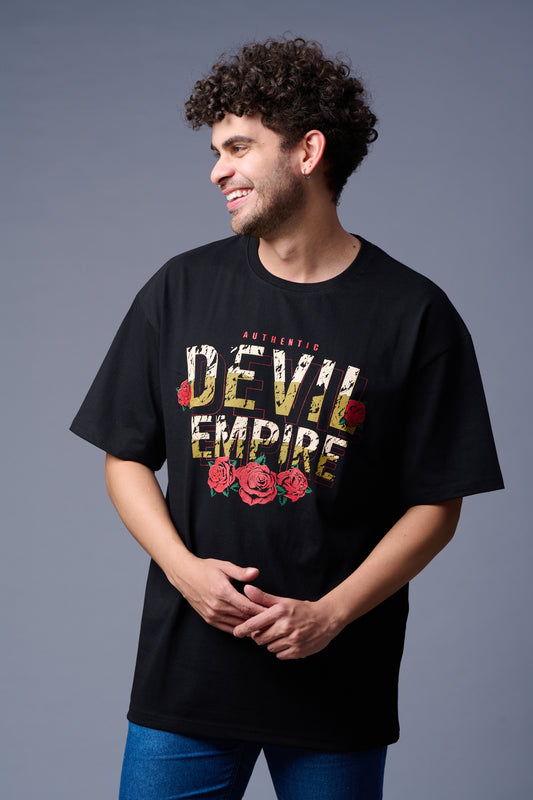 Devil Empire Printed Black Oversized T-Shirt for Men