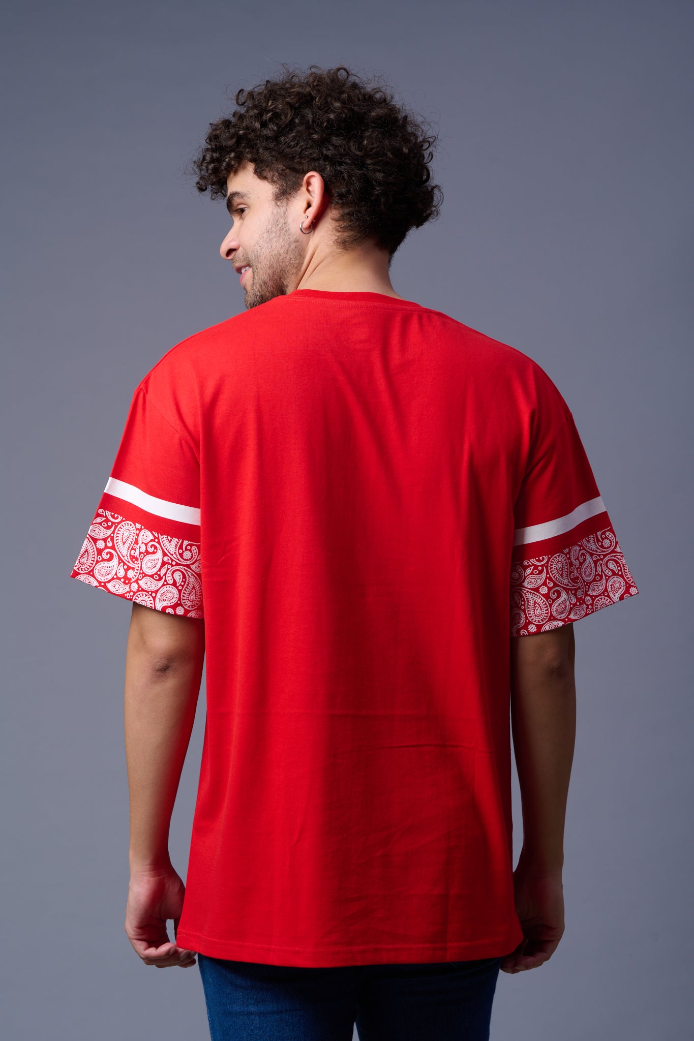 Go Devil 66 (In White) Printed Red Oversized T-Shirt for Men