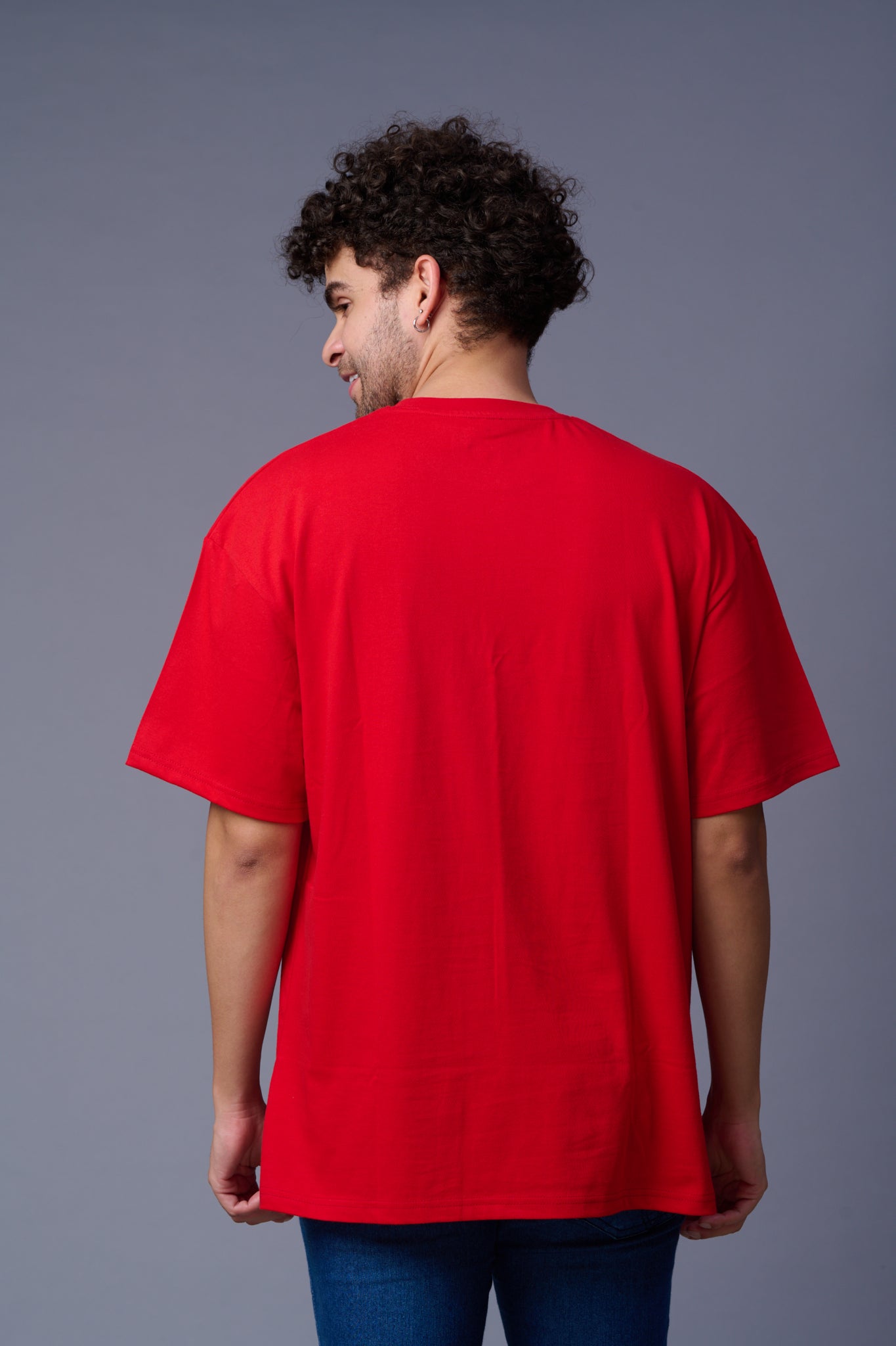 The Glory Go Devil Declares Printed Red Oversized T-Shirt for Men