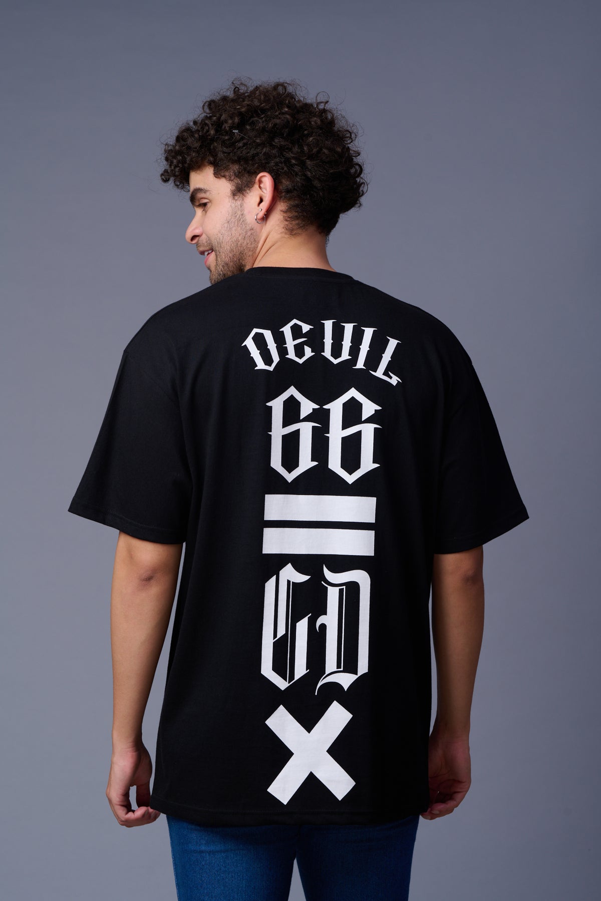 Go Devil 66 GDX (In White) Printed Black Oversized T-Shirt for Men