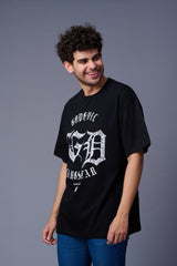 Gangstar Printed Black Oversized T-Shirt for Men