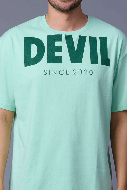 Devil Printed in Green  Oversized T-Shirt for Men