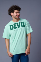 Devil Printed in Green  Oversized T-Shirt for Men