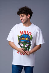 Baid Boiyn Printed White Oversized T-Shirt for Men