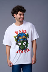 Baid Boiyn Printed White Oversized T-Shirt for Men