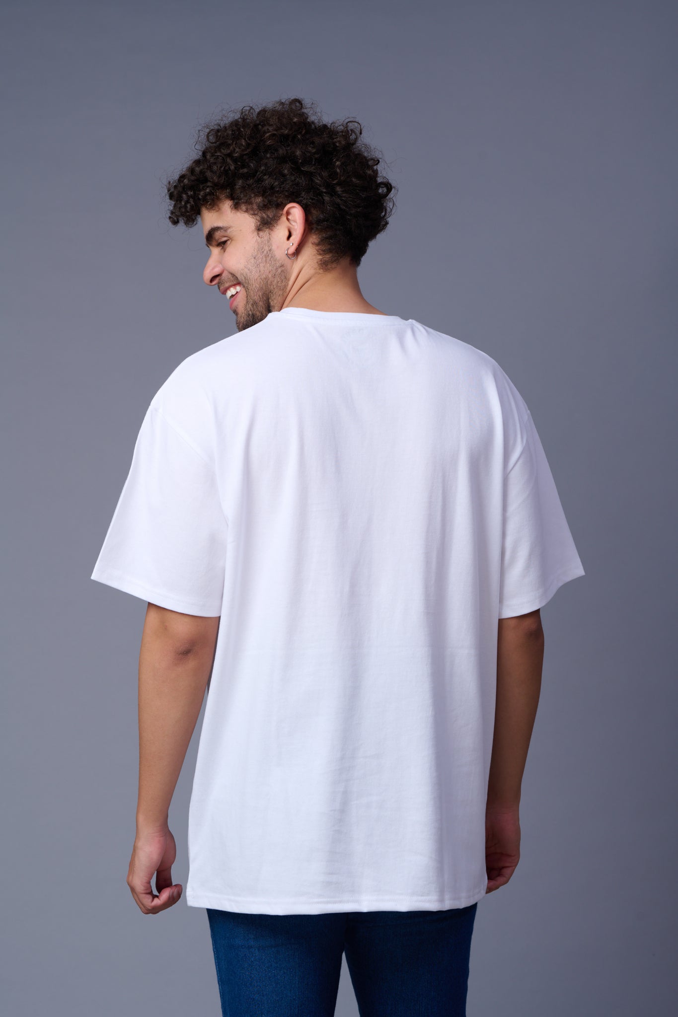 Baid Boiyn Printed White Oversized T-Shirt for Men