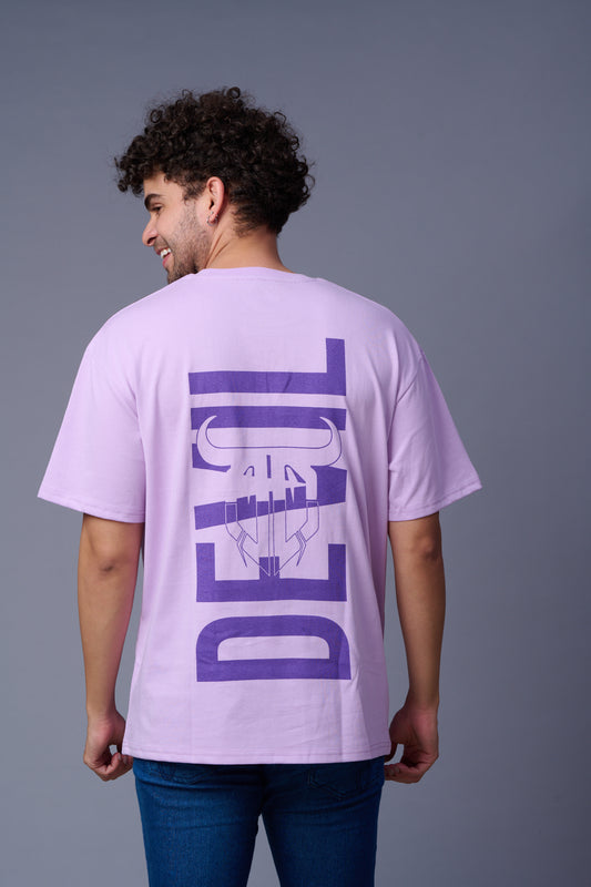 Go Devil Printed Purple Oversized T-Shirt for Men