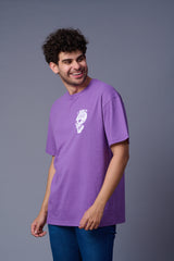 I Don't Care Printed Purple Oversized T-Shirt for Men