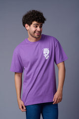 I Don't Care Printed Purple Oversized T-Shirt for Men