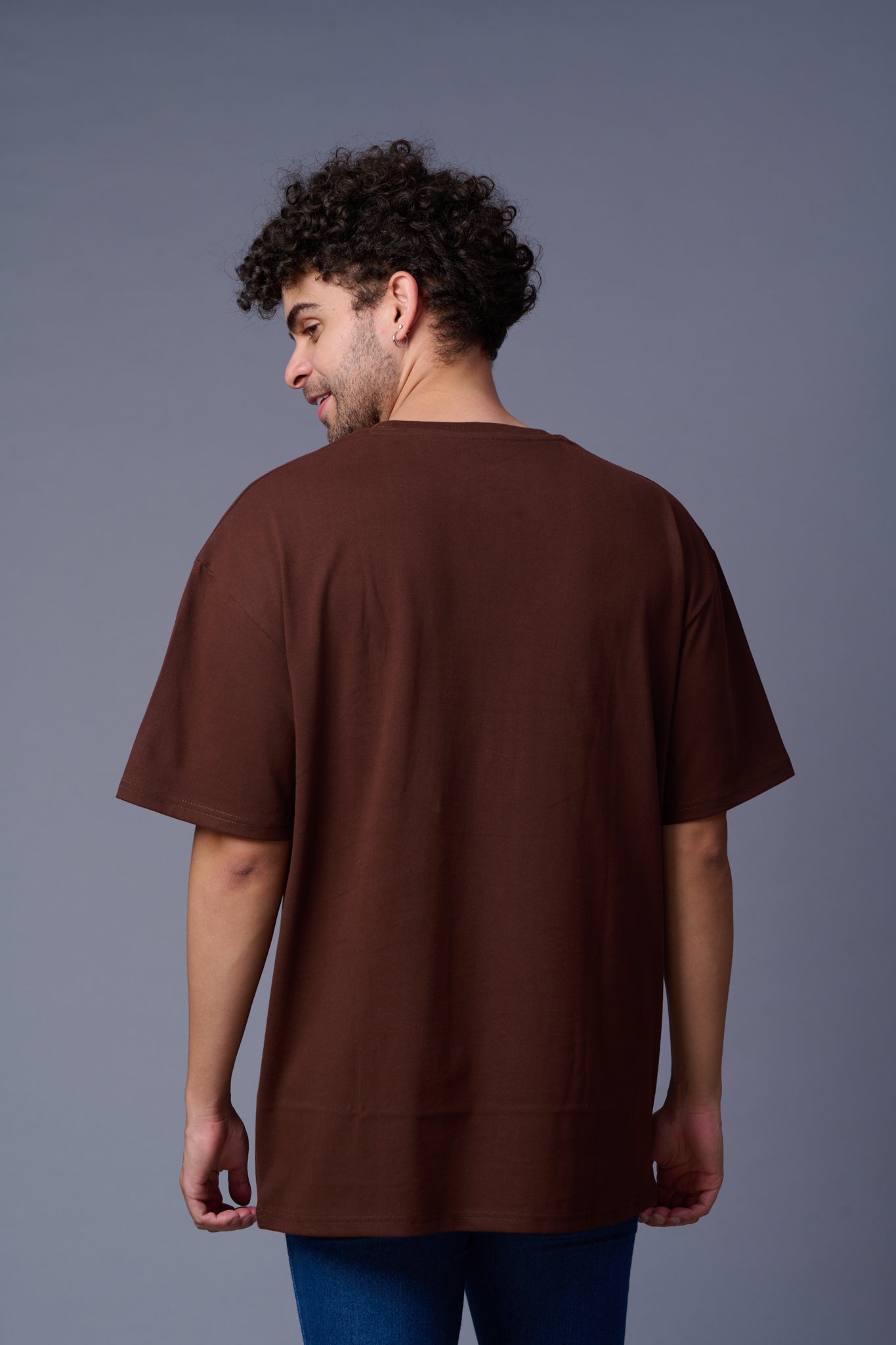 Go Devil (Tiger) Printed Brown Oversized T-Shirt for Men