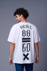 Go Devil GDX  Printed White Oversized T-Shirt for Men