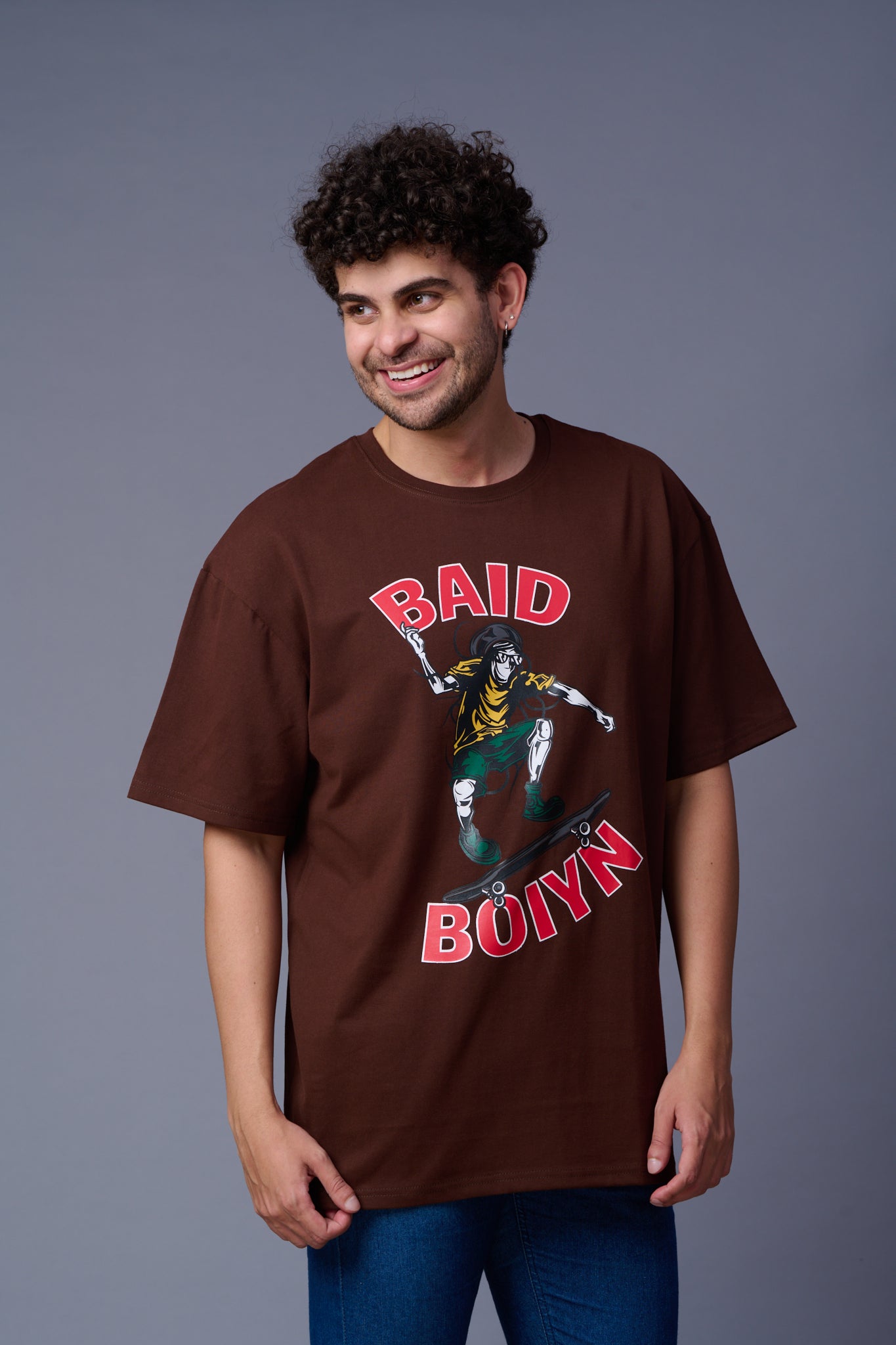 Baid Boiyn (Skater) Printed Oversized T-Shirt for Men
