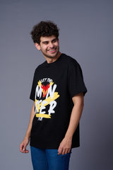 Let the Monster Out Printed Black Oversized T-Shirt for Men