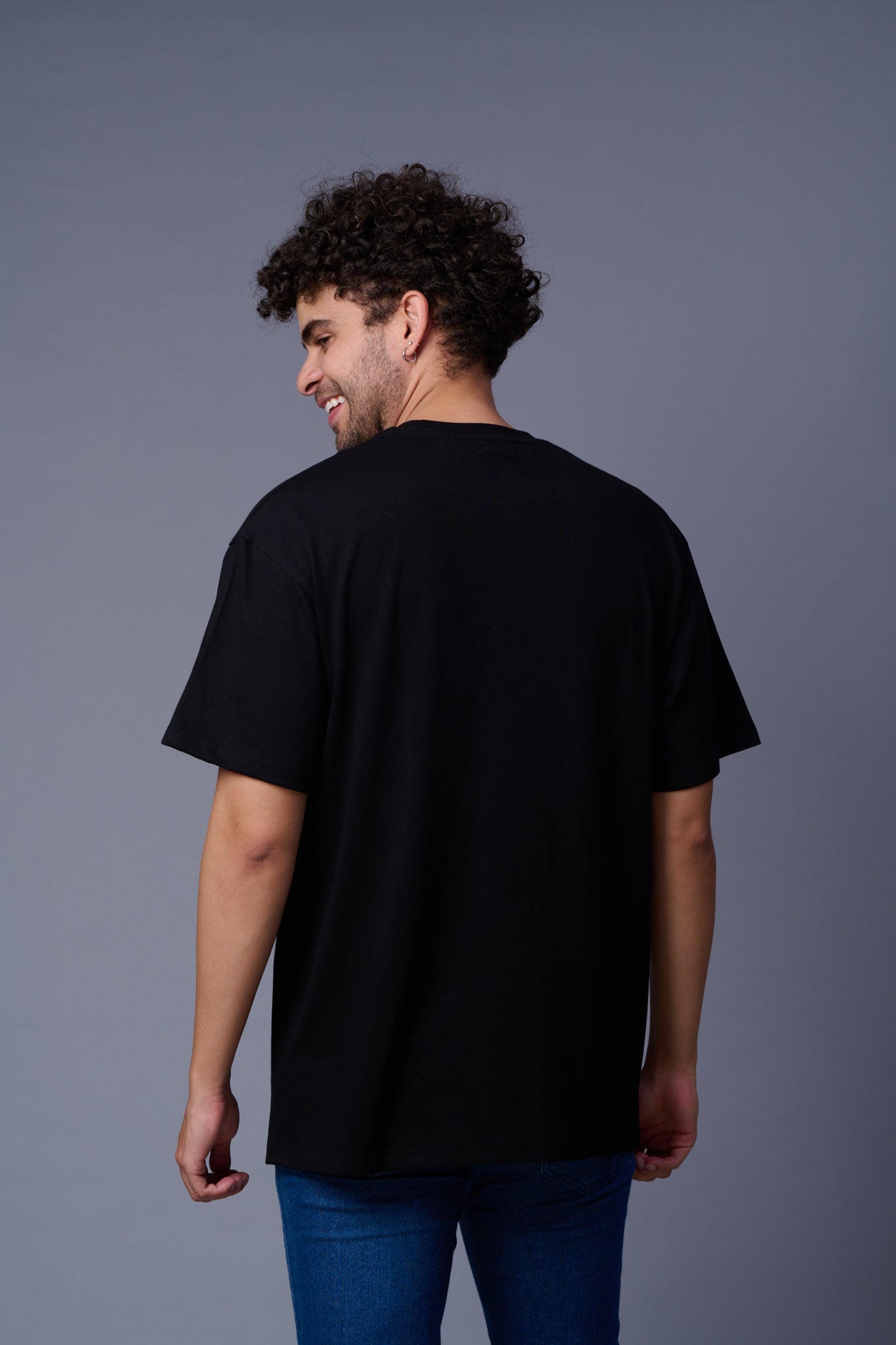 Let the Monster Out Printed Black Oversized T-Shirt for Men