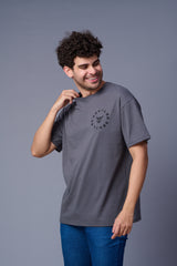 Go Devil in Black Printed Grey Oversized T-Shirt for Men