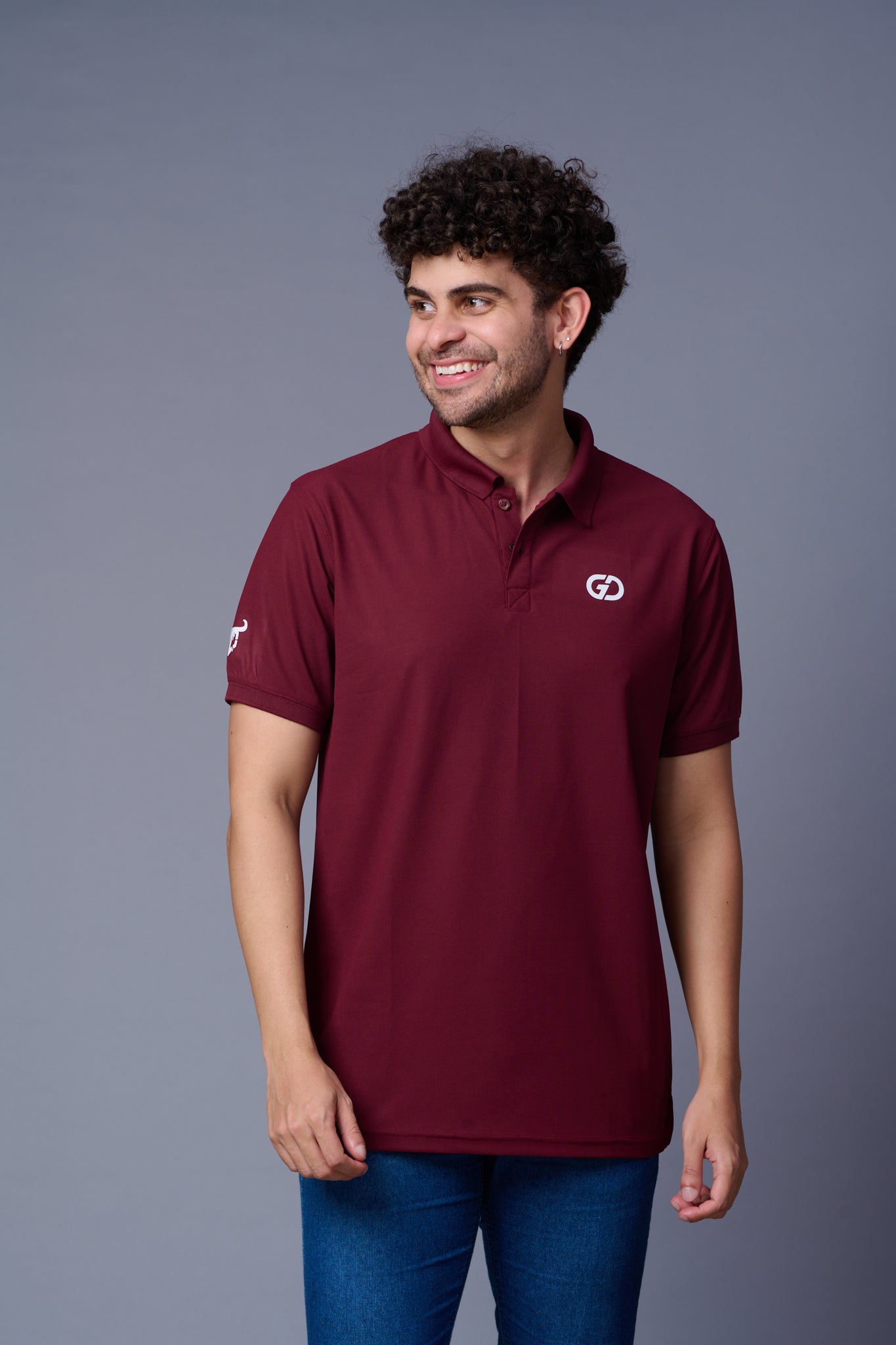 GD Logo Burgundy Polo T-Shirt for Men