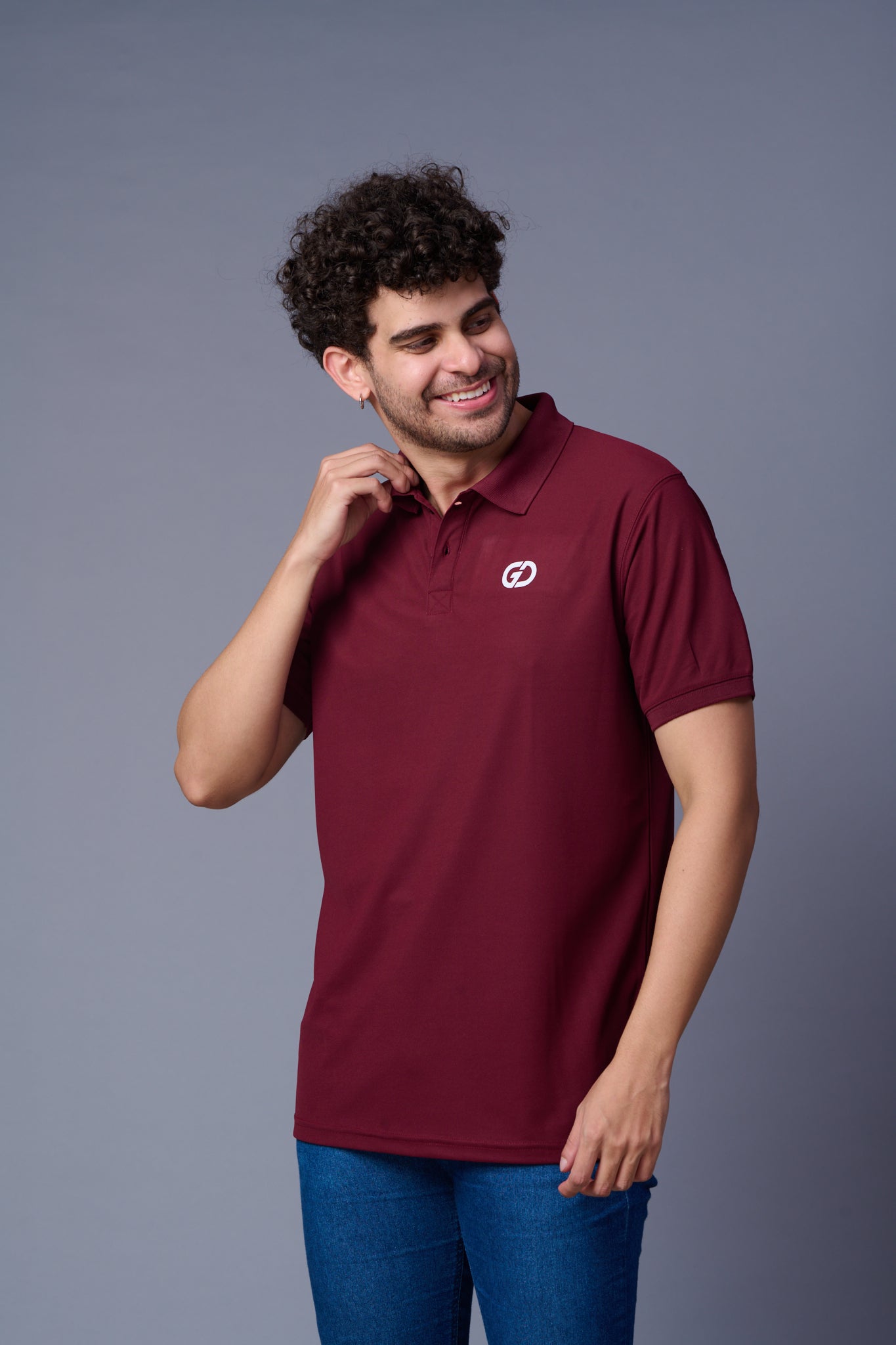 GD Logo Burgundy Polo T-Shirt for Men