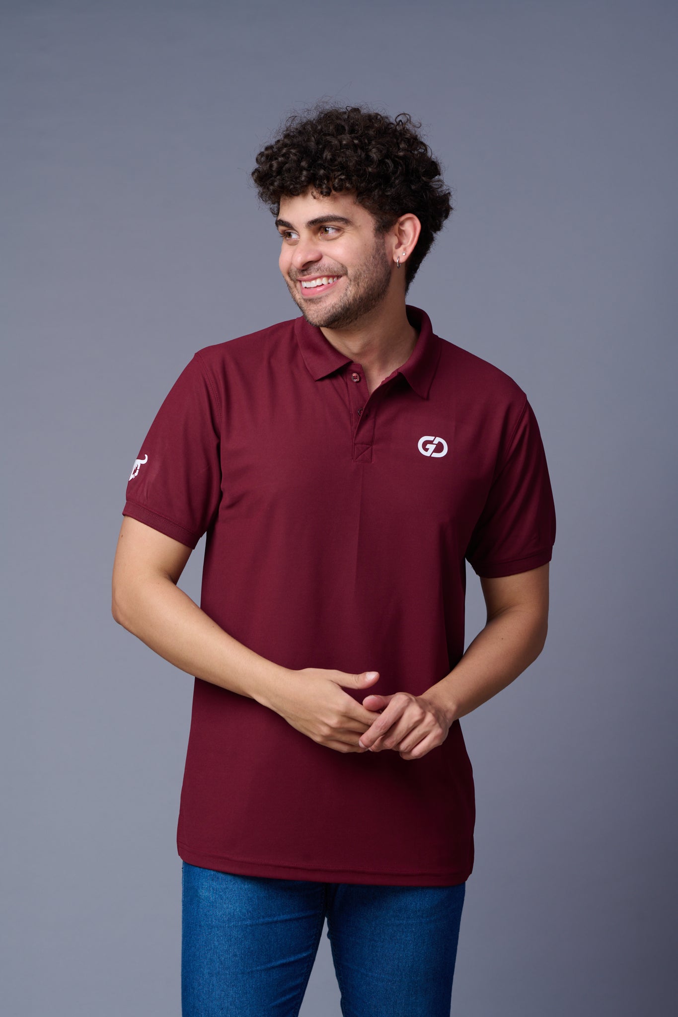 GD Logo Burgundy Polo T-Shirt for Men