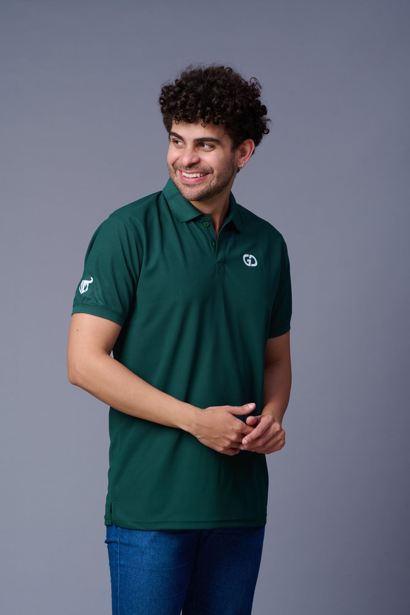 GD Logo Bottole Green Polo T-Shirt for Men