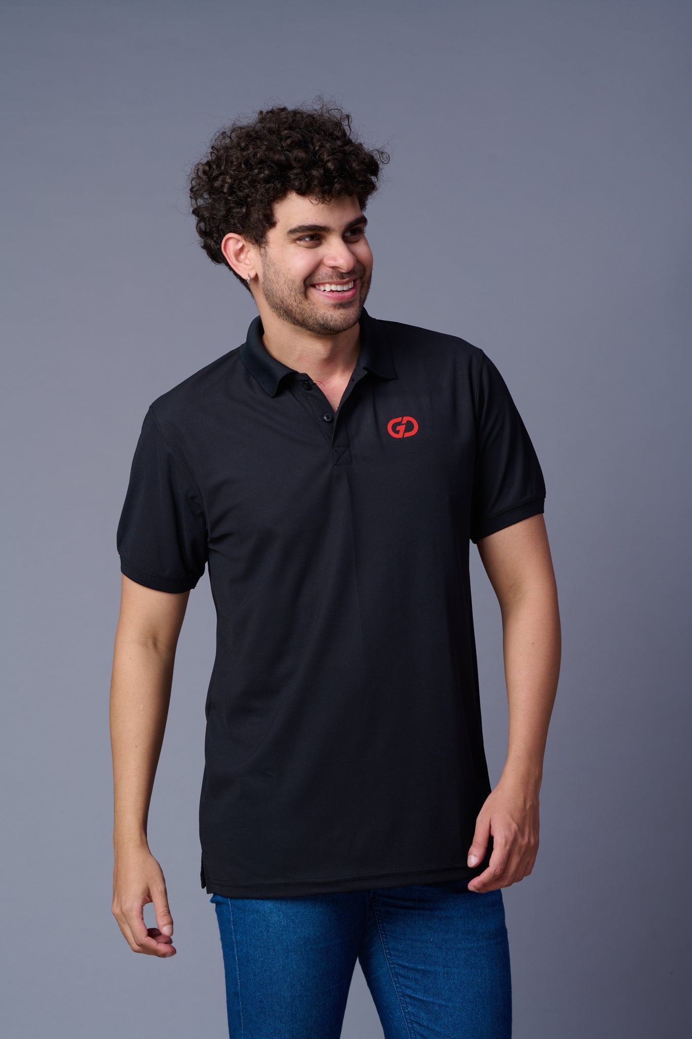 GD Logo Black Polo T-Shirt for Men