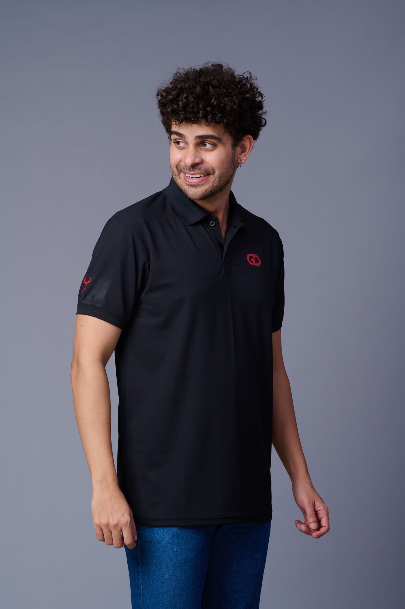 GD Logo Black Polo T-Shirt for Men