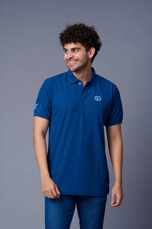GD Logo Petrol Blue Polo T-Shirt for Men