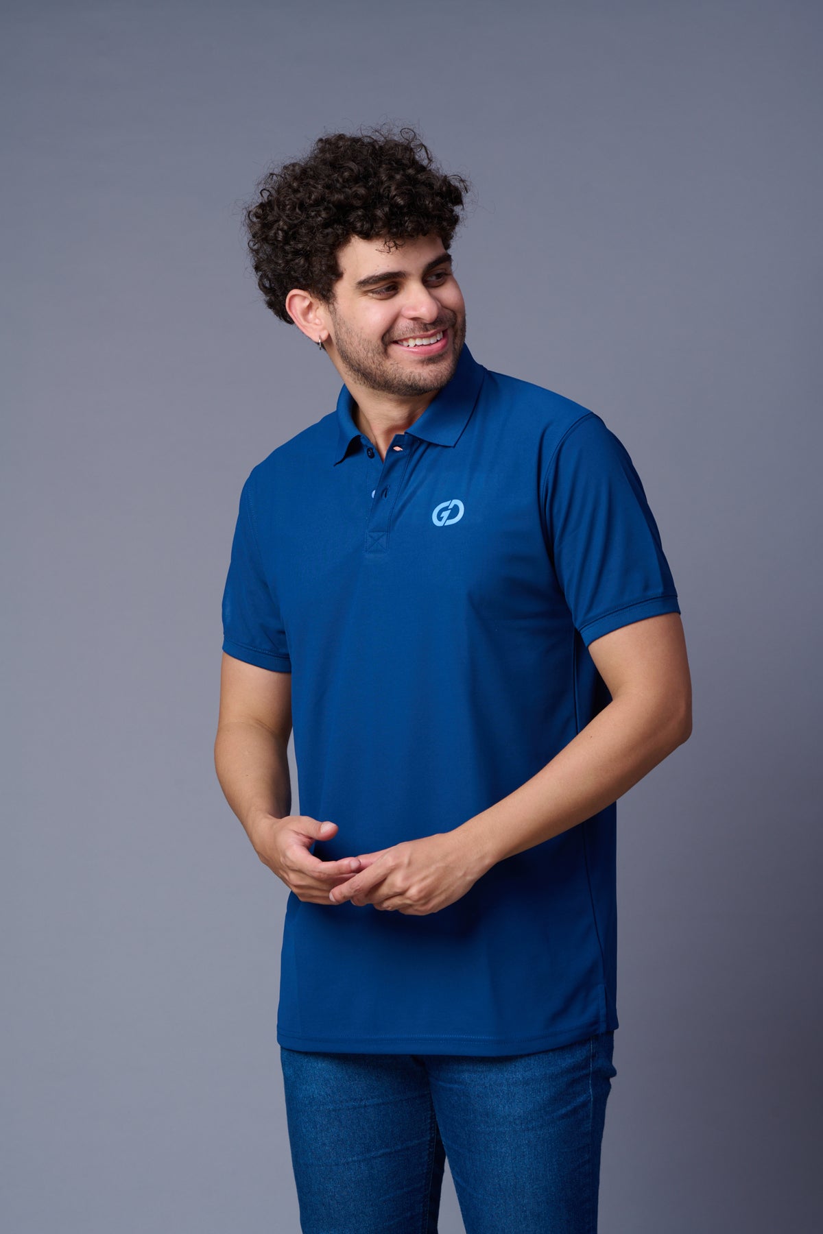 GD Logo Petrol Blue Polo T-Shirt for Men