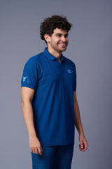 GD Logo Petrol Blue Polo T-Shirt for Men