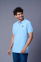 GD Logo Sky Blue Polo T-Shirt for Men