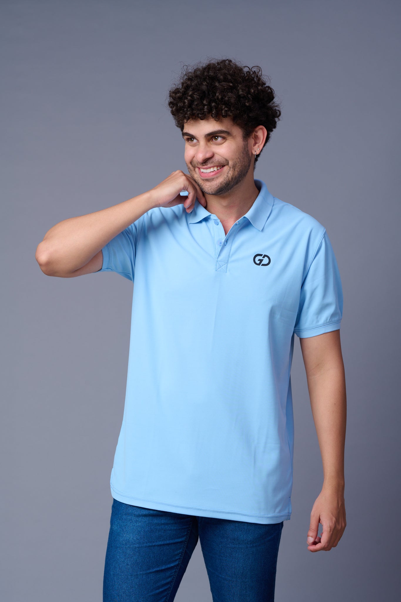 GD Logo Sky Blue Polo T-Shirt for Men