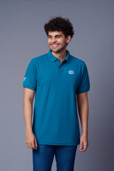 GD Logo Peacock Blue Polo T-Shirt for Men