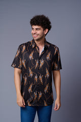 Tiger Printed Black Shirt for Men