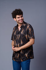 Tiger Printed Black Shirt for Men