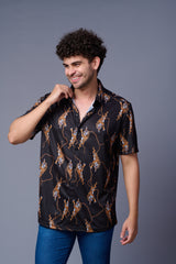 Tiger Printed Black Shirt for Men