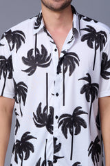 Palm Tree  Printed White Shirt for Men