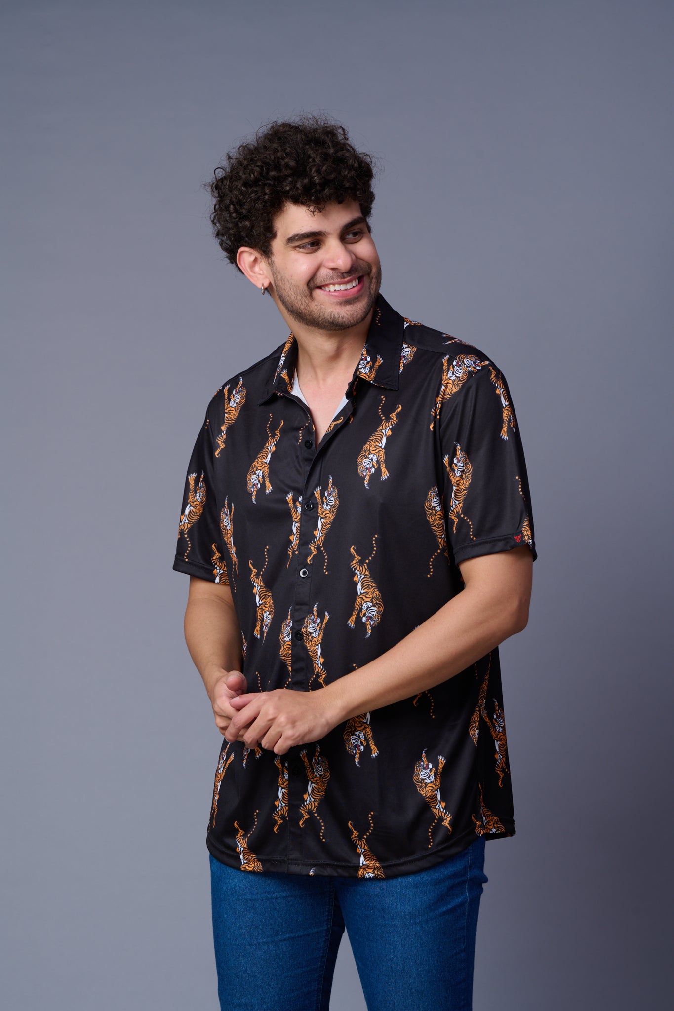 Paisely Design Printed Black Shirt for Men