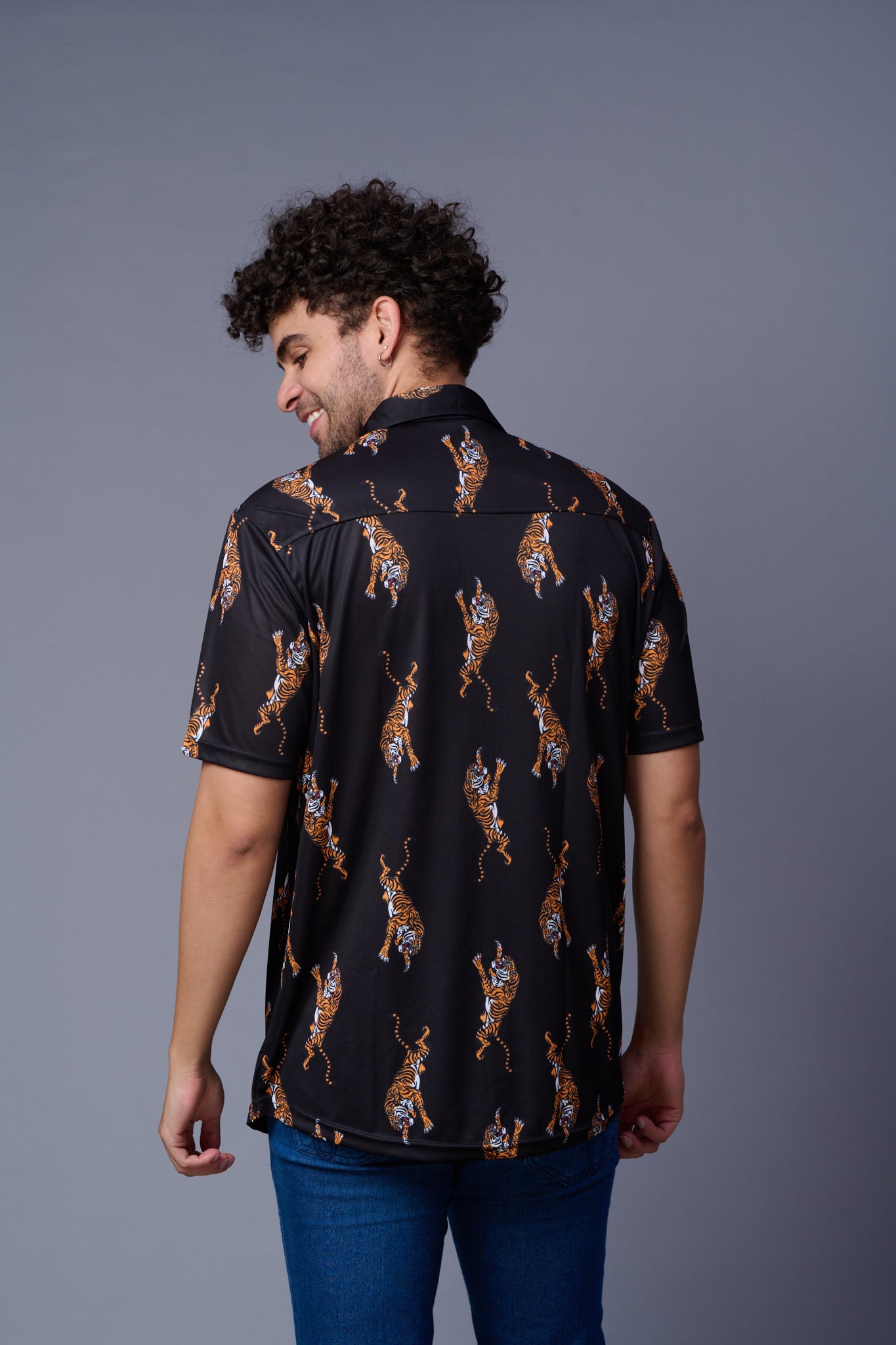 Paisely Design Printed Black Shirt for Men