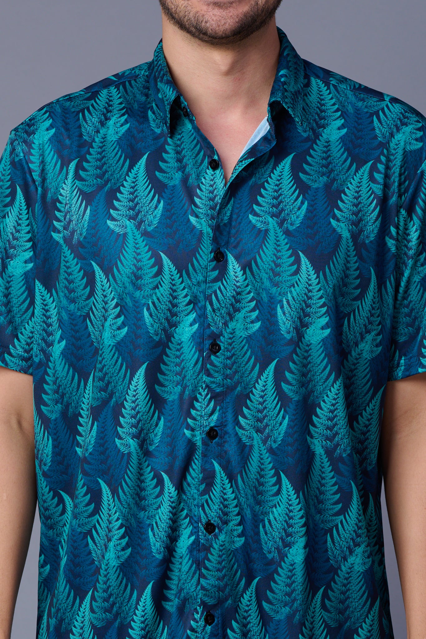 Leaf Printed Green Shirt for Men