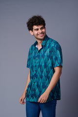 Leaf Printed Green Shirt for Men