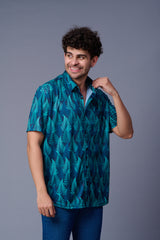 Leaf Printed Green Shirt for Men