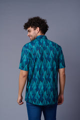 Leaf Printed Green Shirt for Men