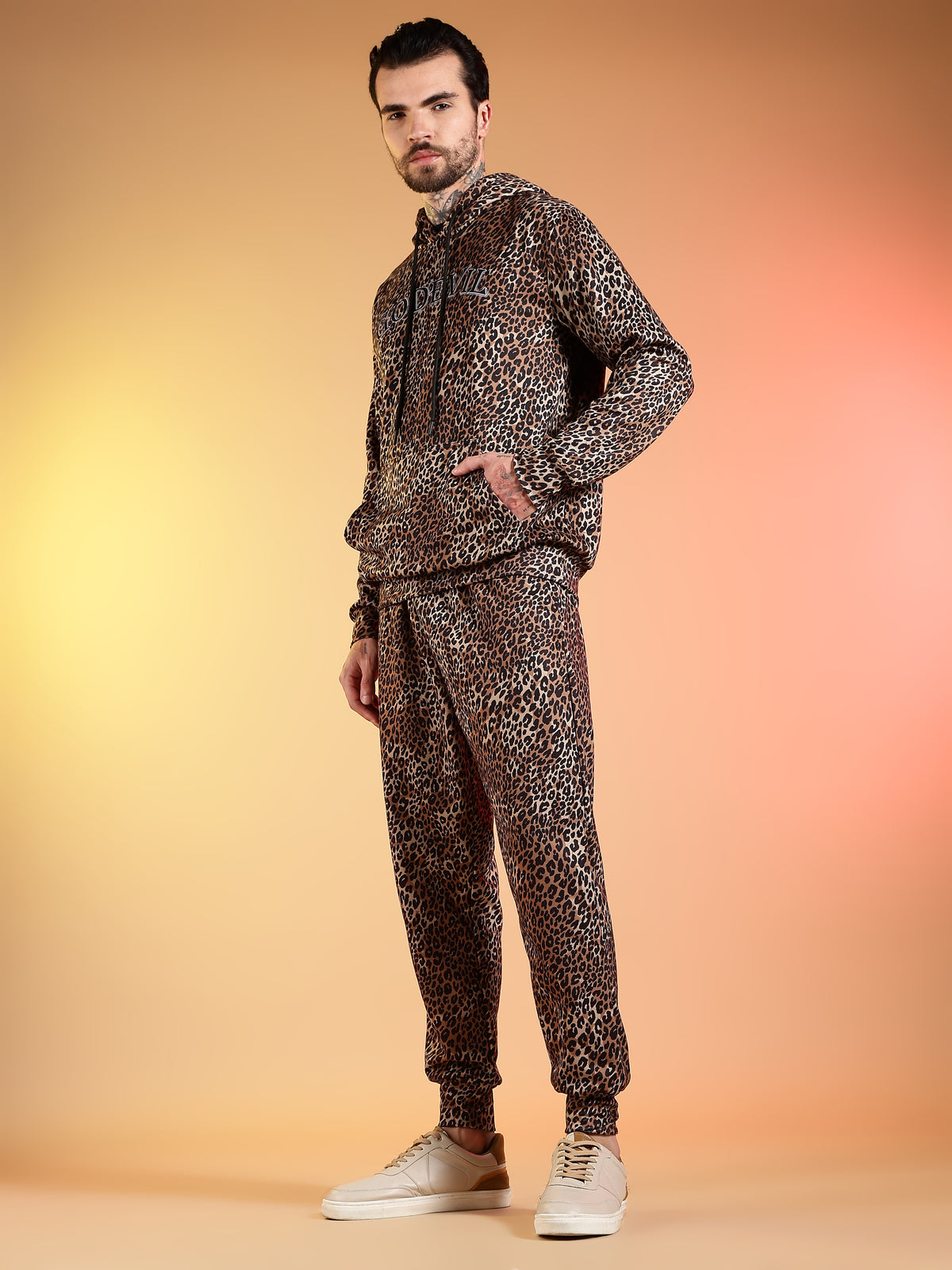 Go Devil Men’s Leopard Print Hooded Co-Ord Set