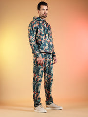 Go Devil Men’s Abstract Leaf Print Hooded Co-Ord Set