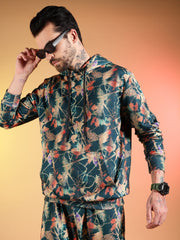 Go Devil Men’s Abstract Leaf Print Hooded Co-Ord Set