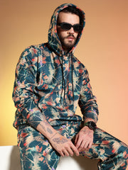 Go Devil Men’s Abstract Leaf Print Hooded Co-Ord Set