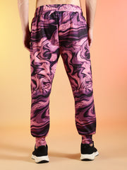 Go Devil Pink Marble Print Hooded Co-Ord Set for Men