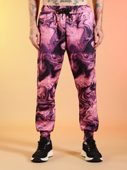 Go Devil Pink Marble Print Hooded Co-Ord Set for Men