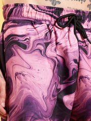 Go Devil Pink Marble Print Hooded Co-Ord Set for Men